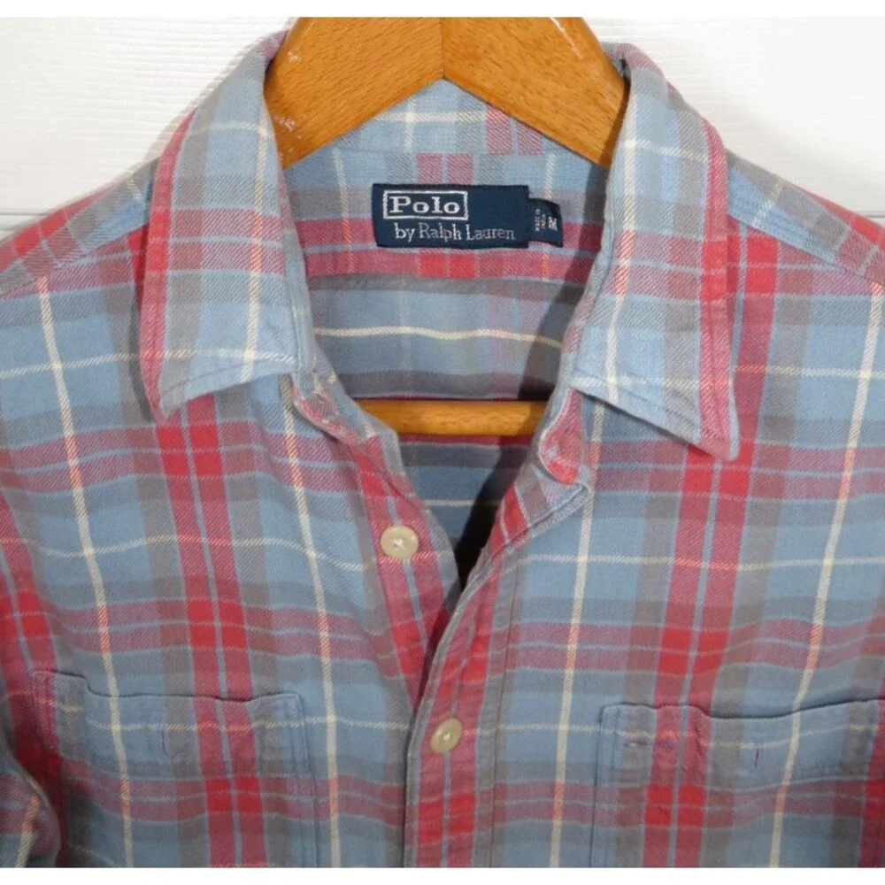 Polo Ralph Lauren Men's Flannel Button Up Shirt Tartan Plaid Size Medium